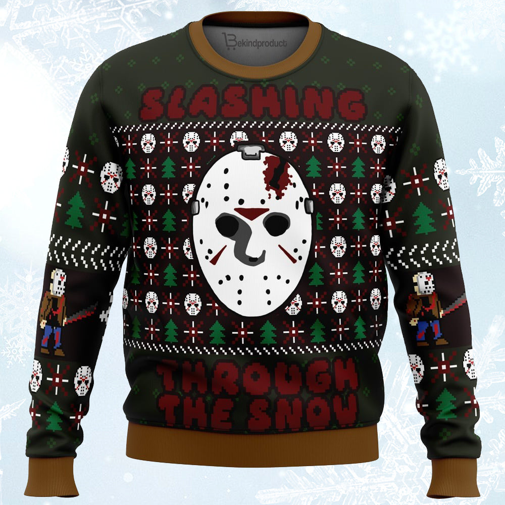 Slashing Through The Snow Ugly Christmas Sweater For Men & Women Christmas Gift Sweater PT028 - WeCustomit