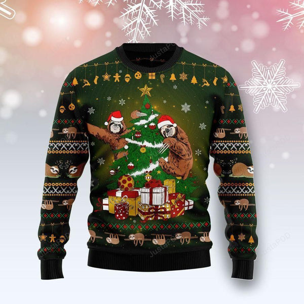 Sloth Christmas Tree Ugly Christmas Sweater For Men & Women Christmas Gift Sweater US1245 - WeCustomit