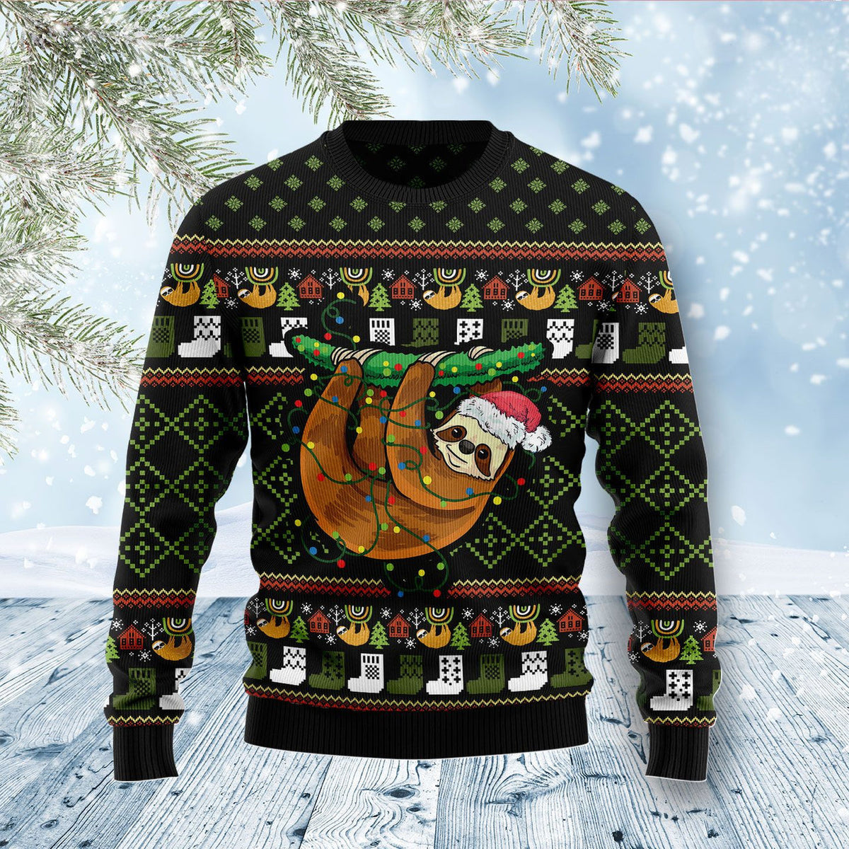 Sloth Light Xmas Ugly Christmas Sweater For Men & Women Christmas Gift Sweater US1331 - WeCustomit