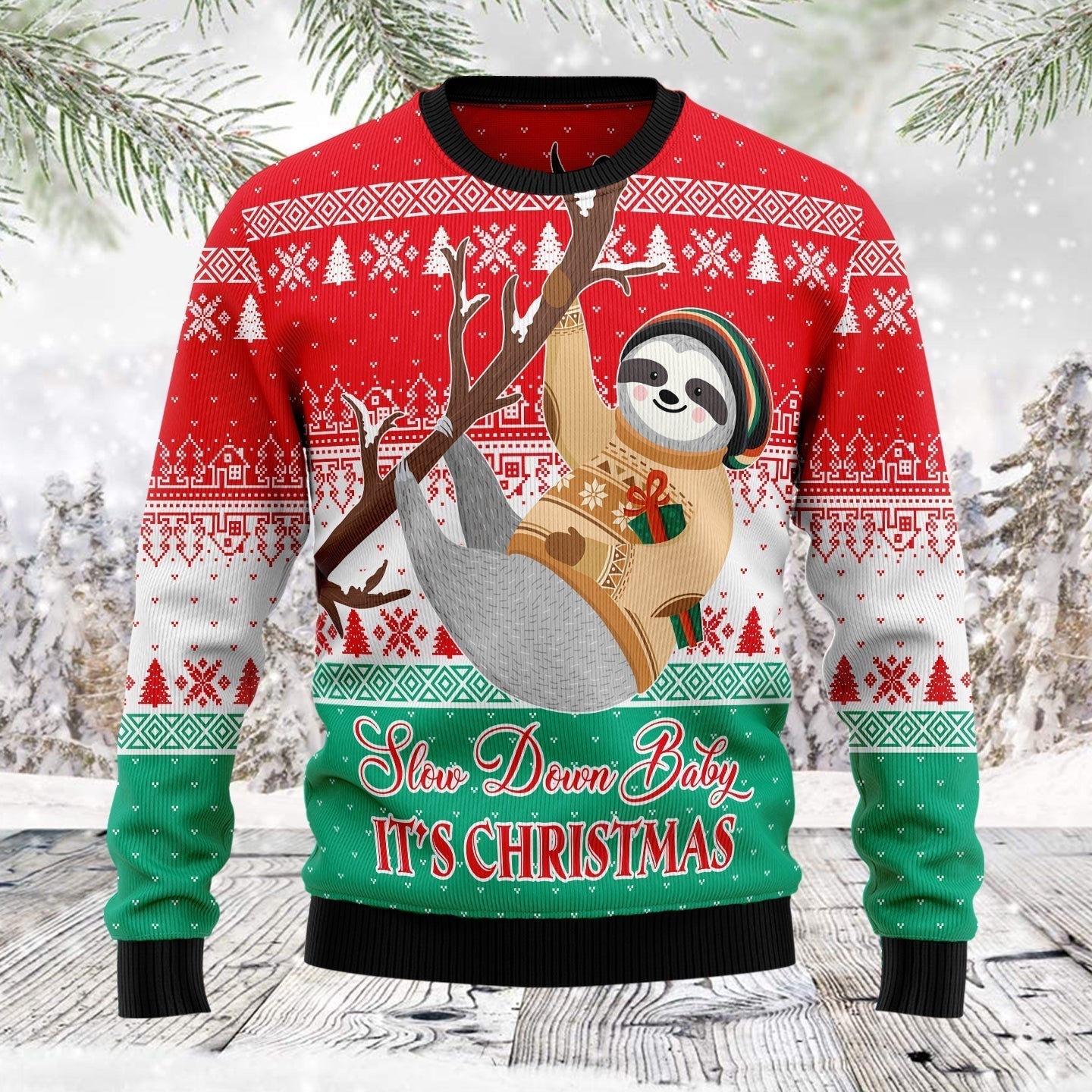 Sloth Slow Down Ugly Christmas Sweater For Men & Women Christmas Gift Sweater US1730 - WeCustomit