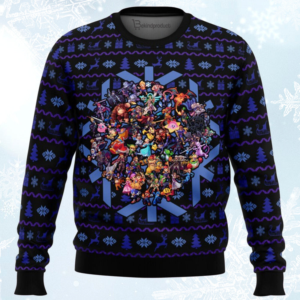 Smash Bros Christmas Brawl Ugly Christmas Sweater For Men & Women Christmas Gift Sweater BH253 - WeCustomit
