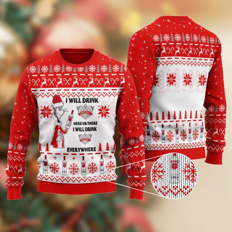 Smirnoff Cat Hat Will Drink Everywhere Ugly Sweater - WeCustomit