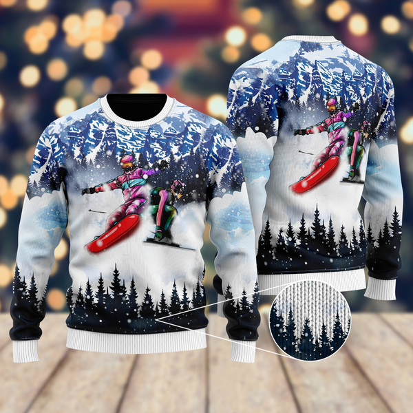 Snowboarding Ugly Christmas Sweater For Men & Women Christmas Gift Sweater US1583 - WeCustomit