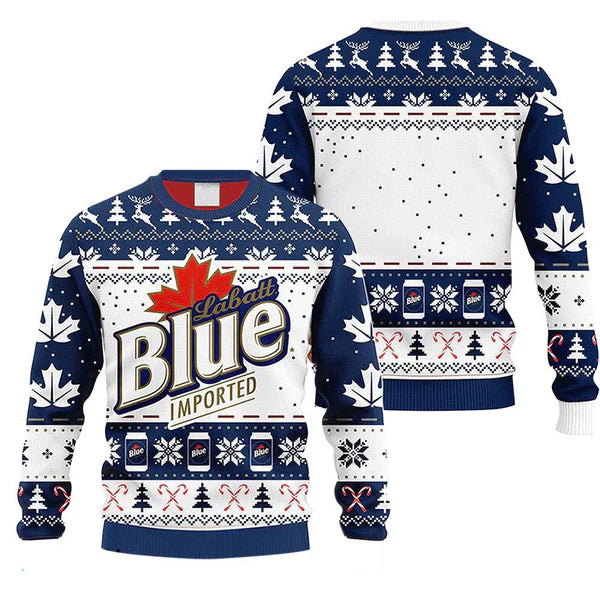 Snowflakes Labatt Blue Christmas Ugly Sweater - WeCustomit