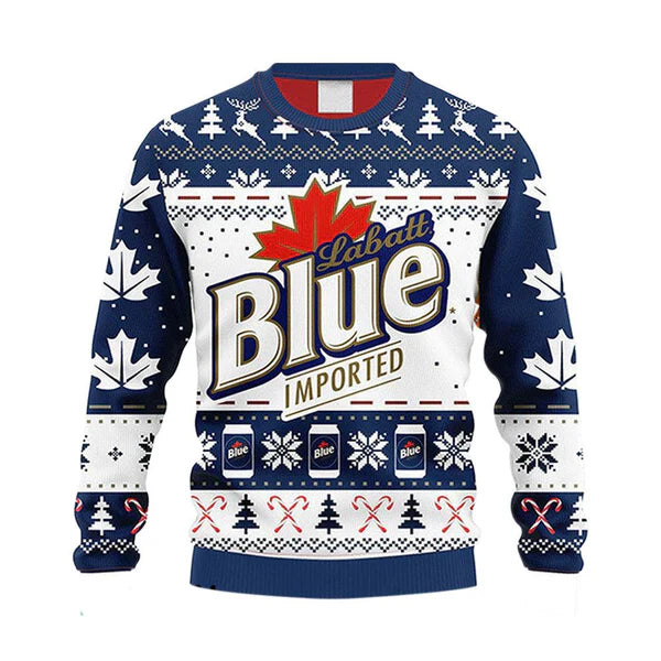 Snowflakes Labatt Blue Christmas Ugly Sweater - WeCustomit