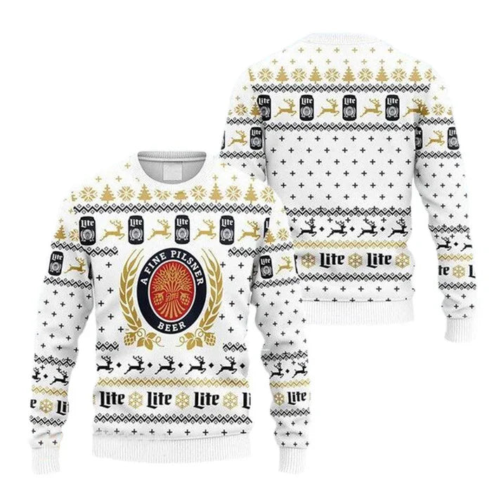 Snowflakes Miller Lite Christmas Ugly Sweater - WeCustomit