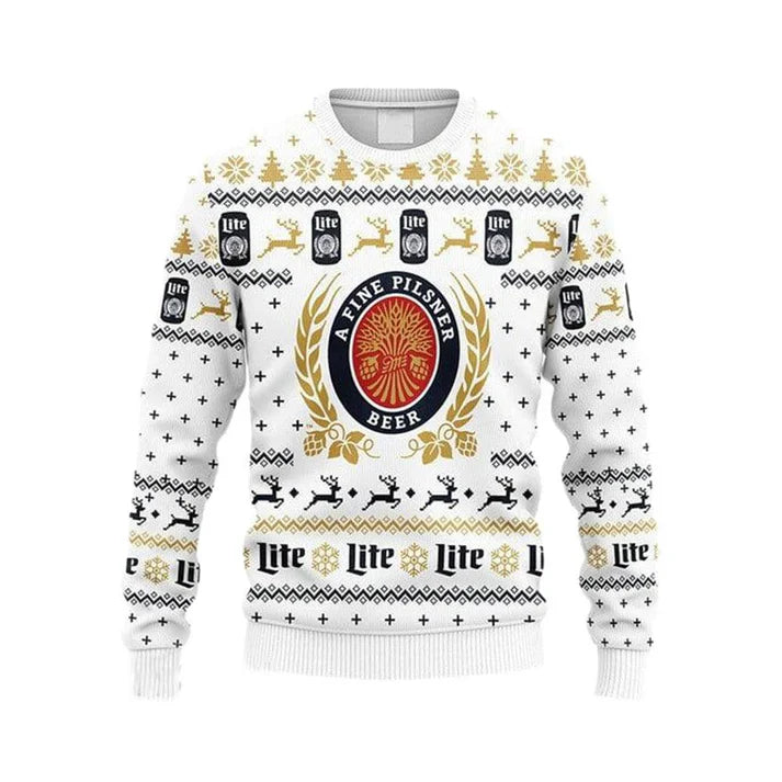 Snowflakes Miller Lite Christmas Ugly Sweater - WeCustomit