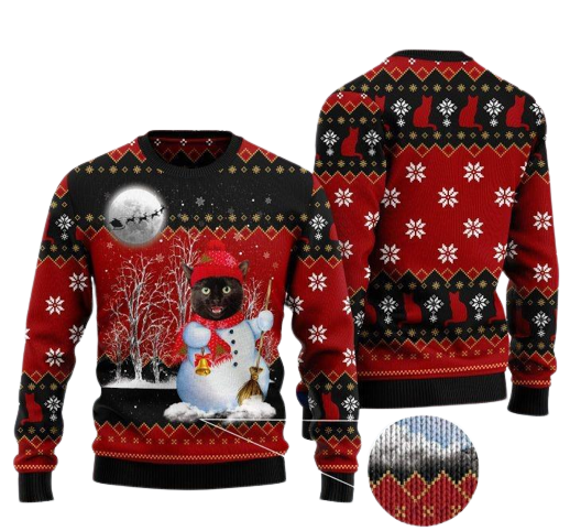 Snowman Cat Ugly Christmas Sweater For Men & Women Christmas Gift Sweater US1213 - WeCustomit