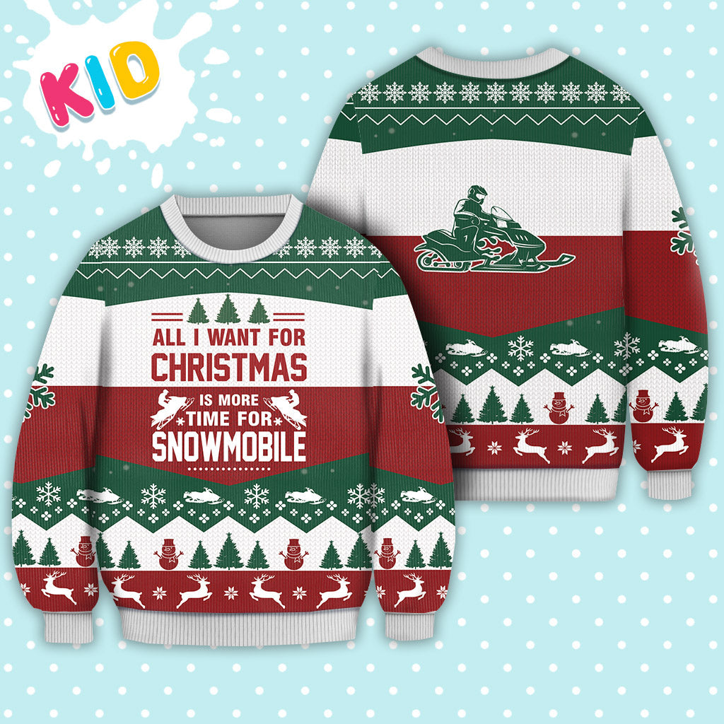 Snowmobile All I Want For Christmas Sweater Christmas Knitted Print Sweatshirt - Best Gift For Christmas, Noel - Christmas Signature - WeCustomit