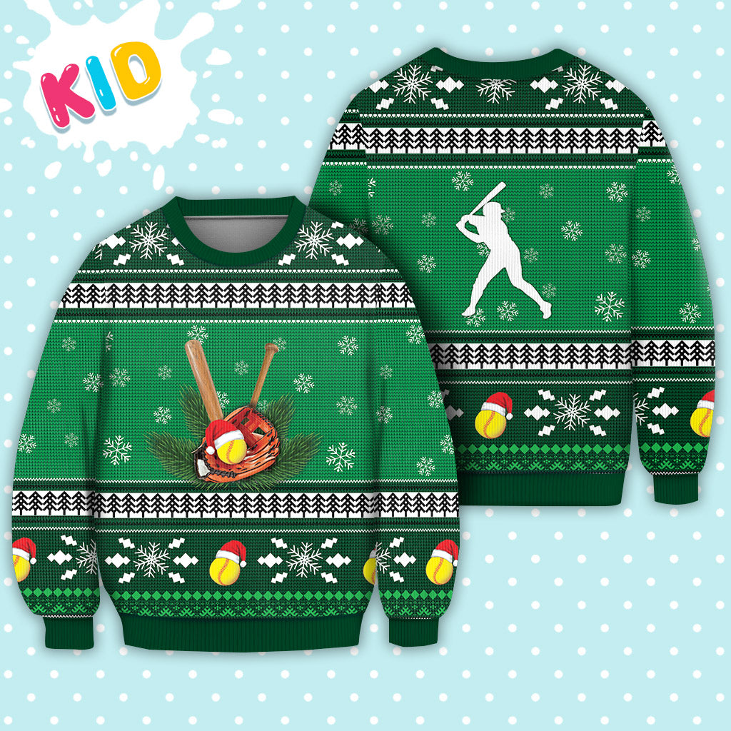Softball Pattern Falling Snowflakes Sweater Christmas Knitted Print Sweatshirt - Best Gift For Christmas, Noel - WeCustomit