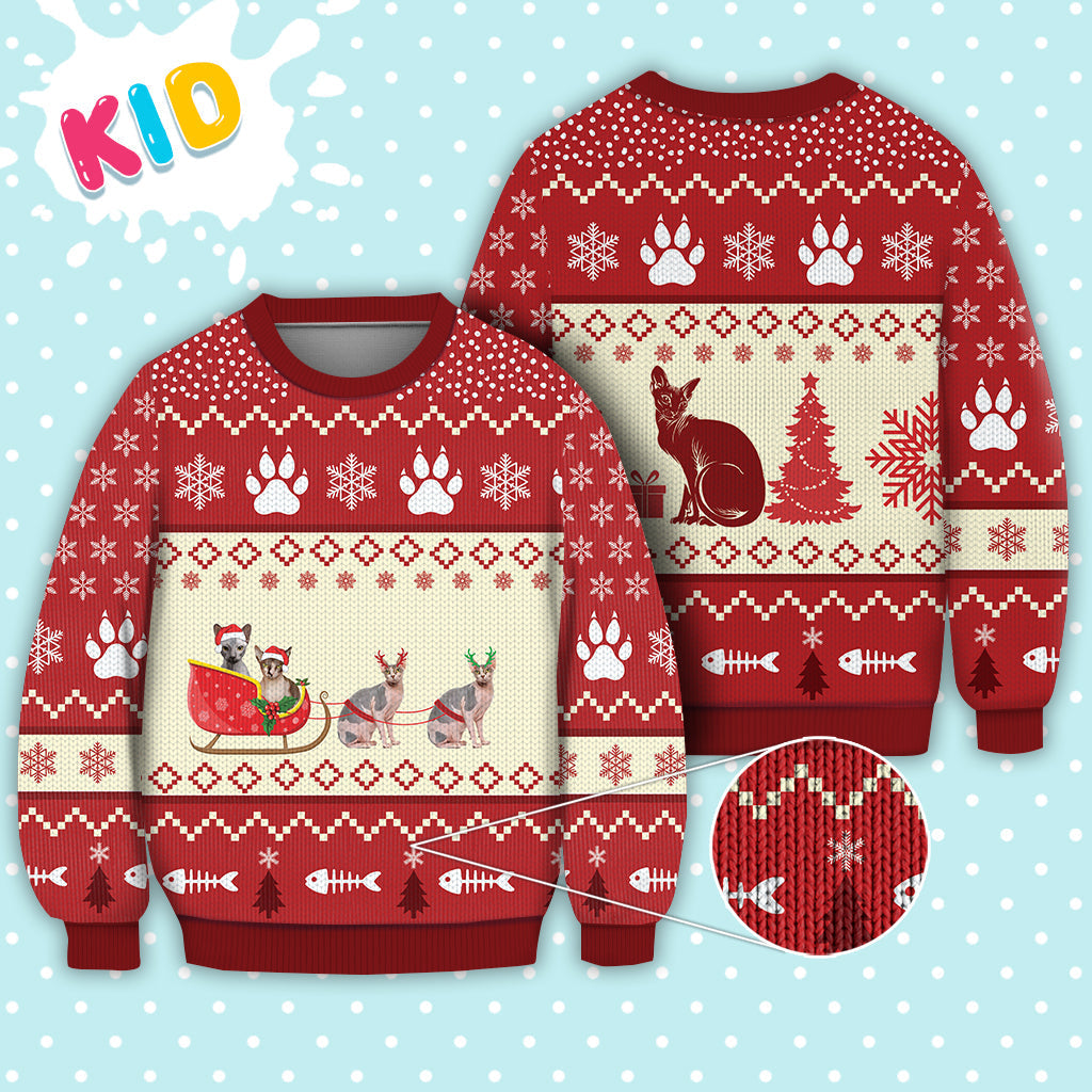 Sphynx Cat Reindeer Christmas Sweater Christmas Knitted Print Sweatshirt - Best Gift For Christmas, Noel - WeCustomit