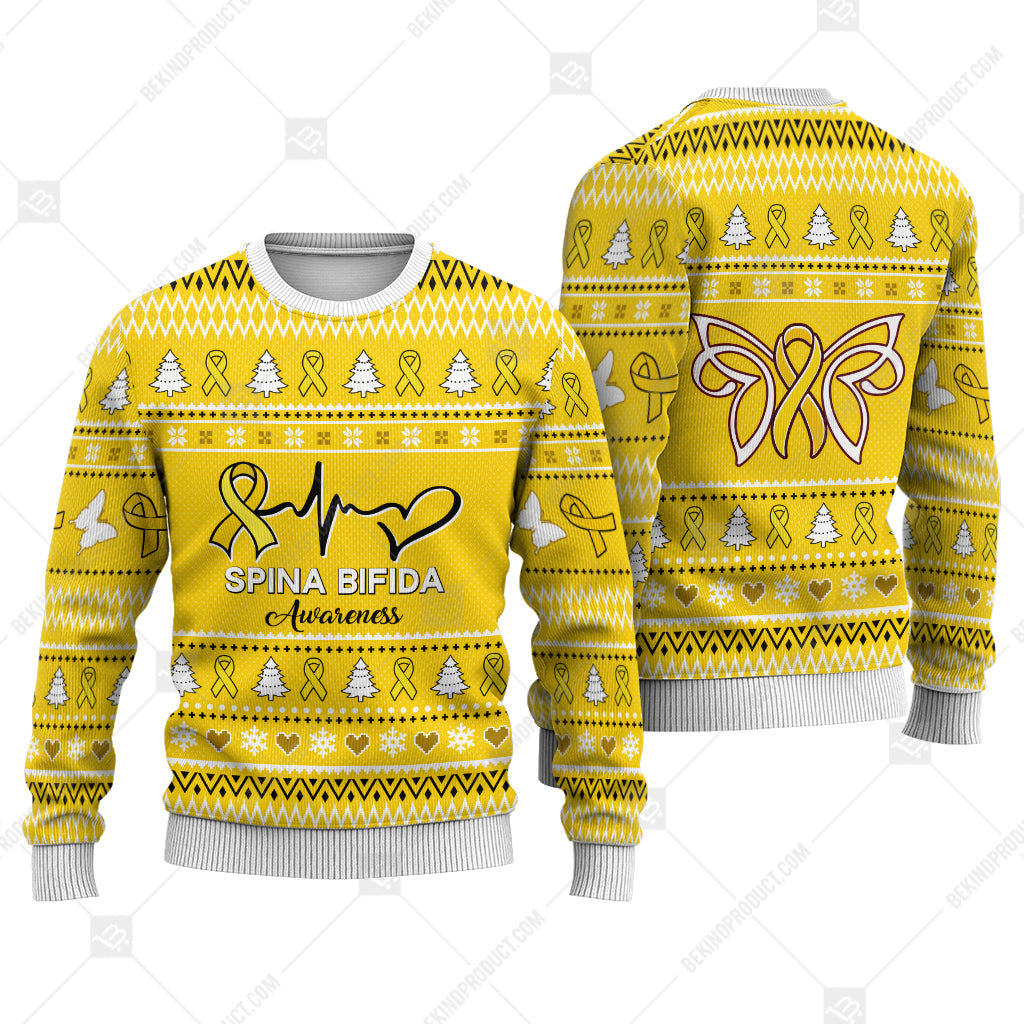 Spina Bifida Awareness Sweater Ugly Xmas Symbol Sweater Christmas Knitted Print Sweatshirt - Best Gift For Christmas, Noel - WeCustomit