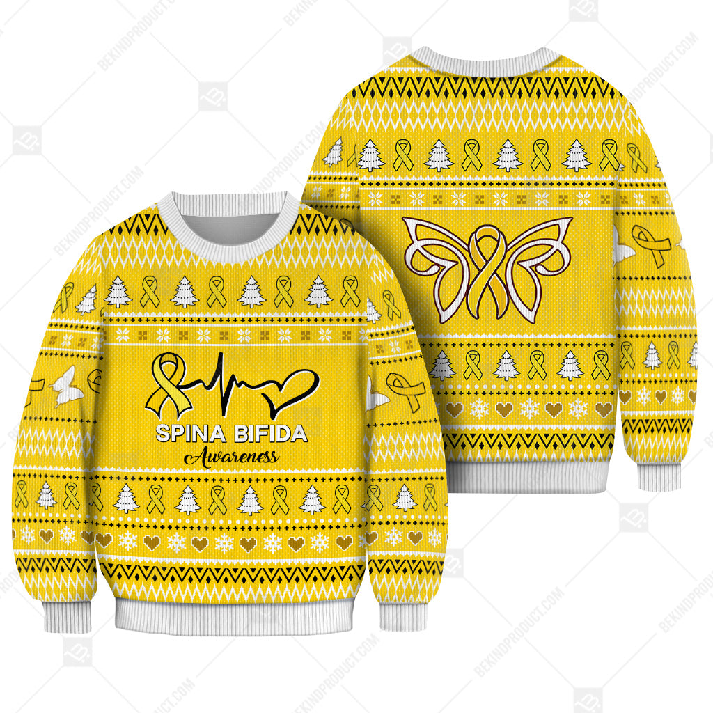 Spina Bifida Awareness Sweater Ugly Xmas Symbol Sweater Christmas Knitted Print Sweatshirt - Best Gift For Christmas, Noel - WeCustomit