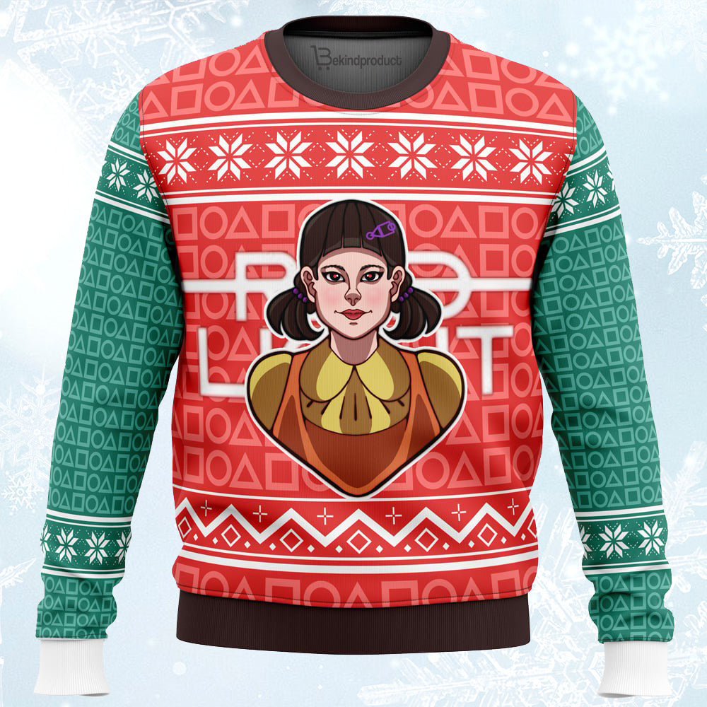 Red Light Green Light Doll Ugly Christmas Sweater For Men & Women Christmas Gift Sweater PT432 - WeCustomit
