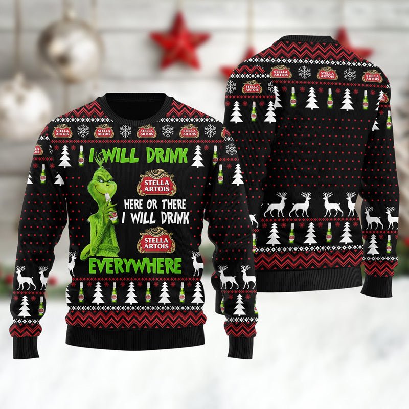 Stella Artois Will Drink Everywhere Ugly Sweater - WeCustomit