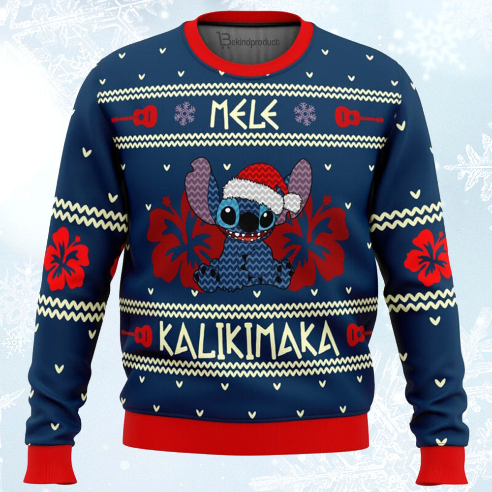 Stitch Mele Kalikimaka Ugly Christmas Sweater For Men & Women Christmas Gift Sweater BH047 - WeCustomit