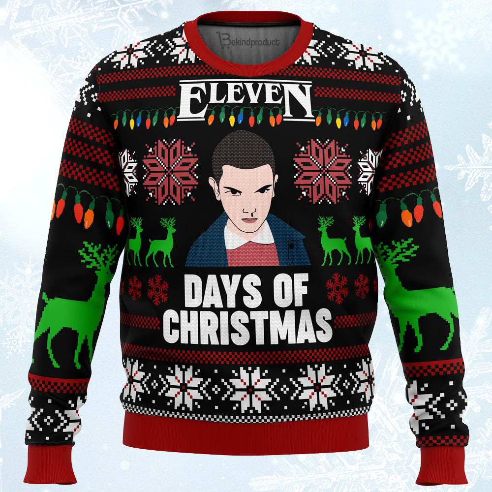 Stranger Things Eleven Days of Xmas Ugly Christmas Sweater For Men & Women Christmas Gift Sweater PT047 - WeCustomit