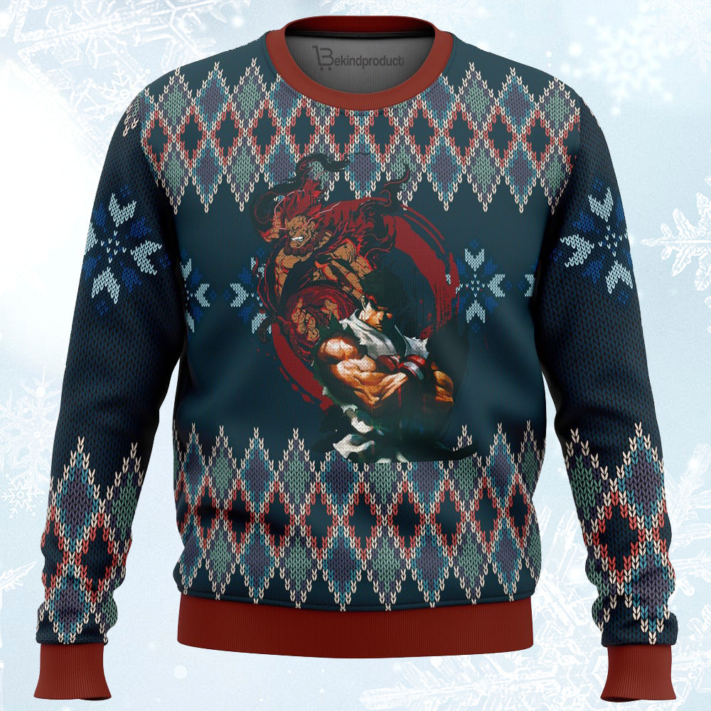 Street Fighter Ryu and Akuma Ugly Christmas Sweater For Men & Women Christmas Gift Sweater PT113 - WeCustomit