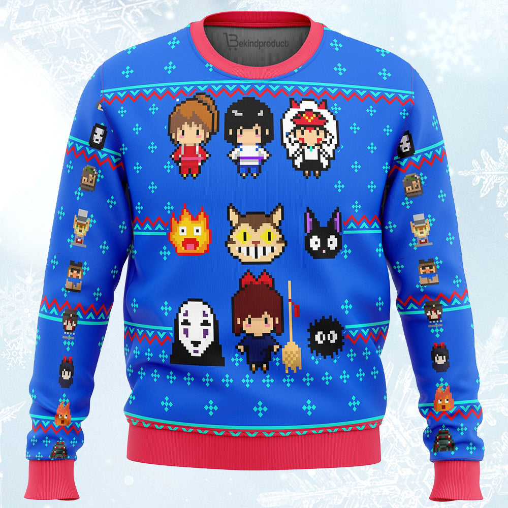 Studio Ghibli Blue Ugly Christmas Sweater For Men & Women Christmas Gift Sweater PT738 - WeCustomit