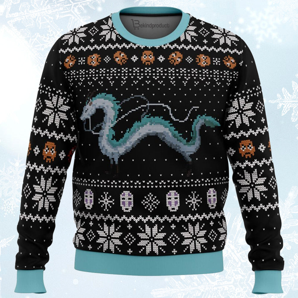 Studio Ghibli Haku Spirited Away Miyazaki Ugly Christmas Sweater For Men & Women Christmas Gift Sweater BH046 - WeCustomit