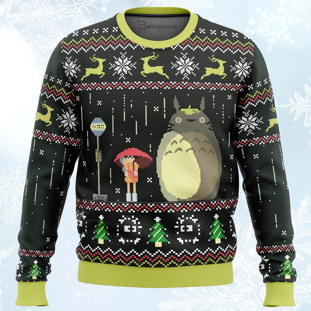 Totoro Rain Ugly Christmas Sweater For Men & Women Christmas Gift Sweater PT114 - WeCustomit