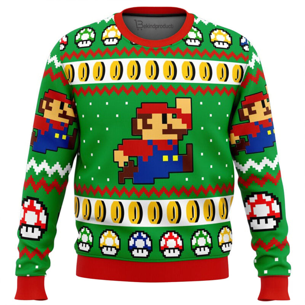 Super Mario Jump Ugly Christmas Sweater For Men & Women Christmas Gift Sweater BH284 - WeCustomit