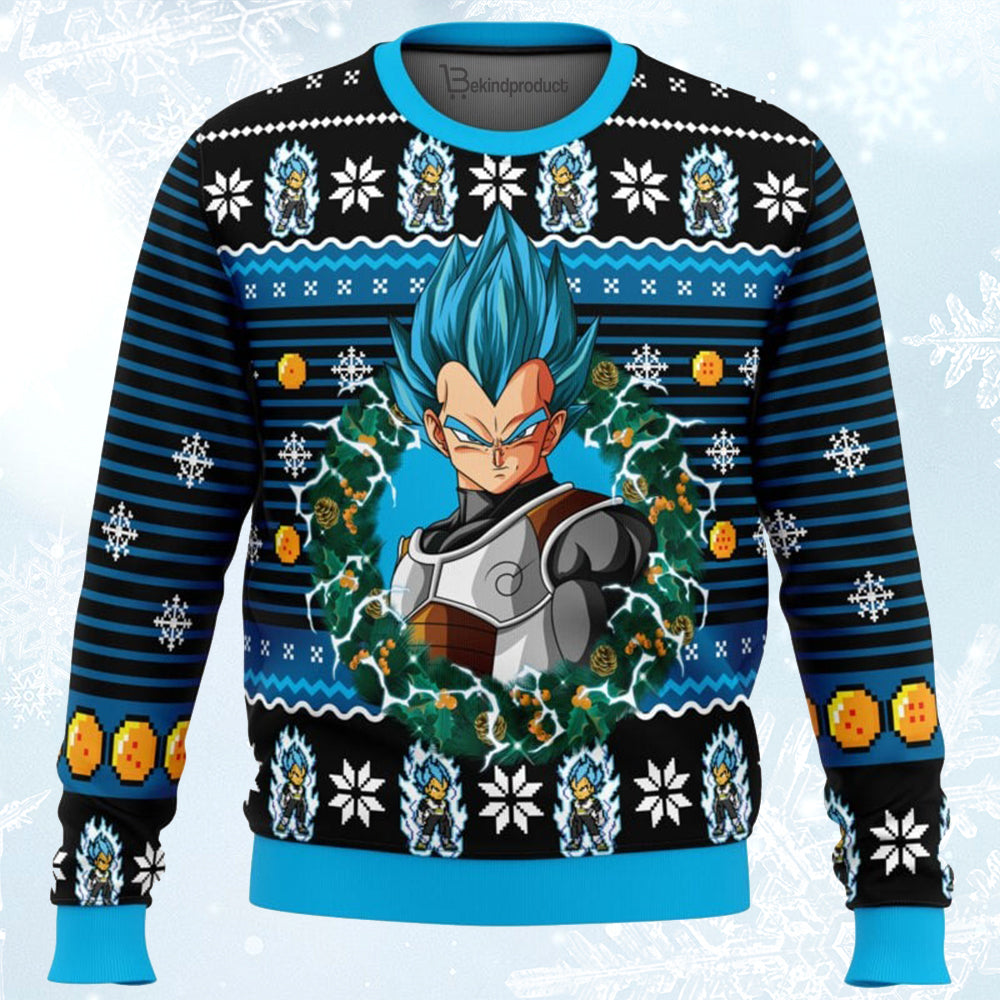 Blue Vegeta Ugly Christmas Sweater For Men & Women Christmas Gift Sweater BH045 - WeCustomit