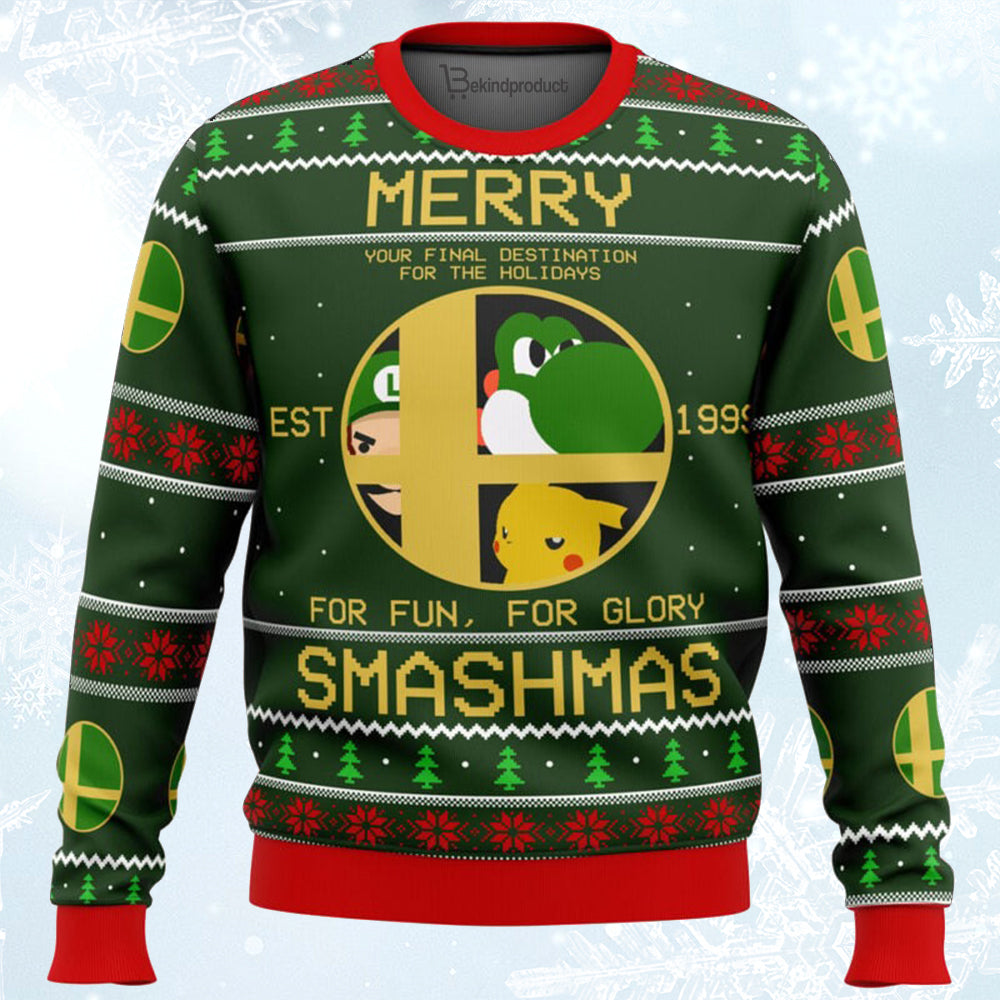 Super Smash Bros Merry Smashmas Ugly Christmas Sweater For Men & Women Christmas Gift Sweater BH165 - WeCustomit
