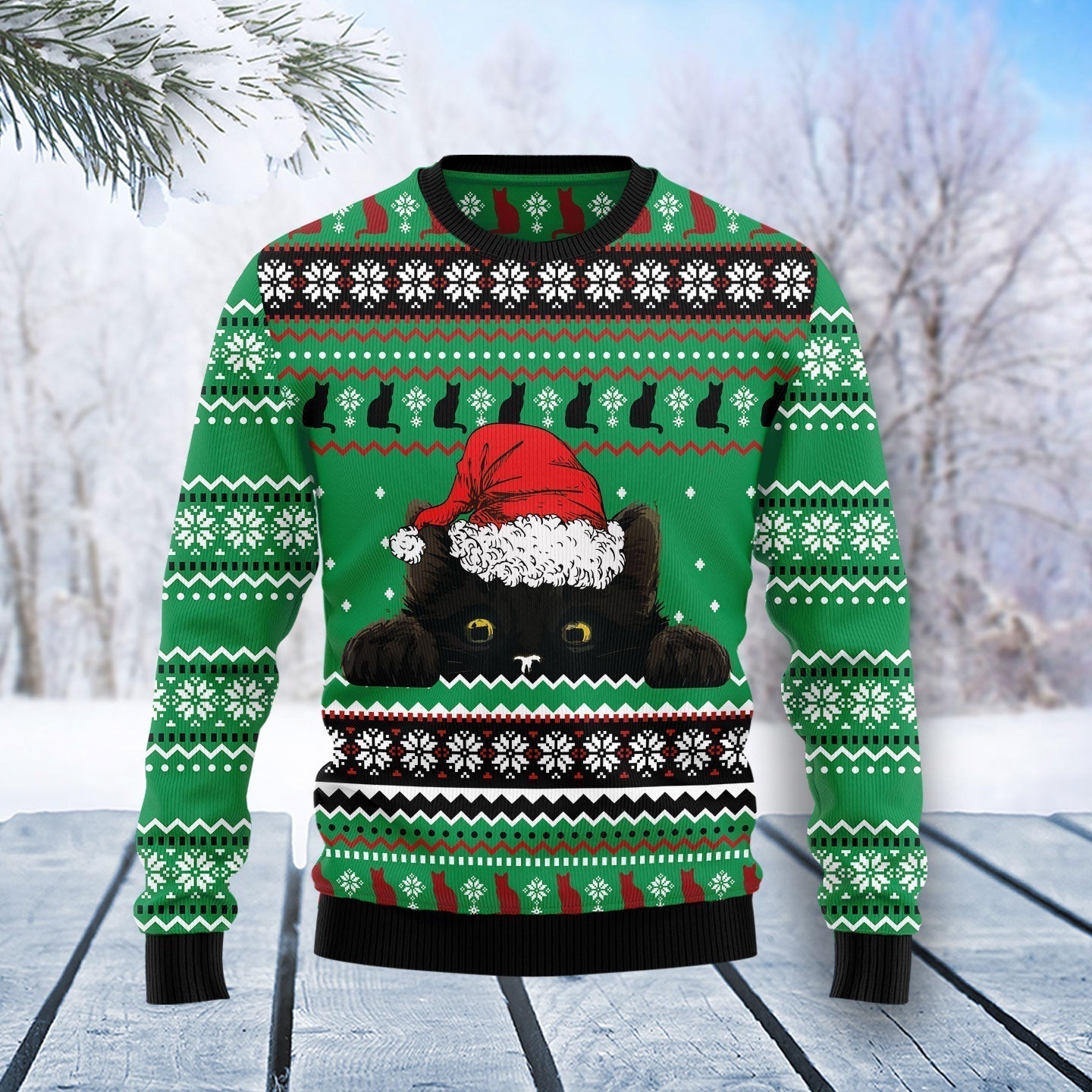 Black Cat Hide Christmas Ugly Christmas Sweater For Men & Women Christmas Gift Sweater US1881 - WeCustomit