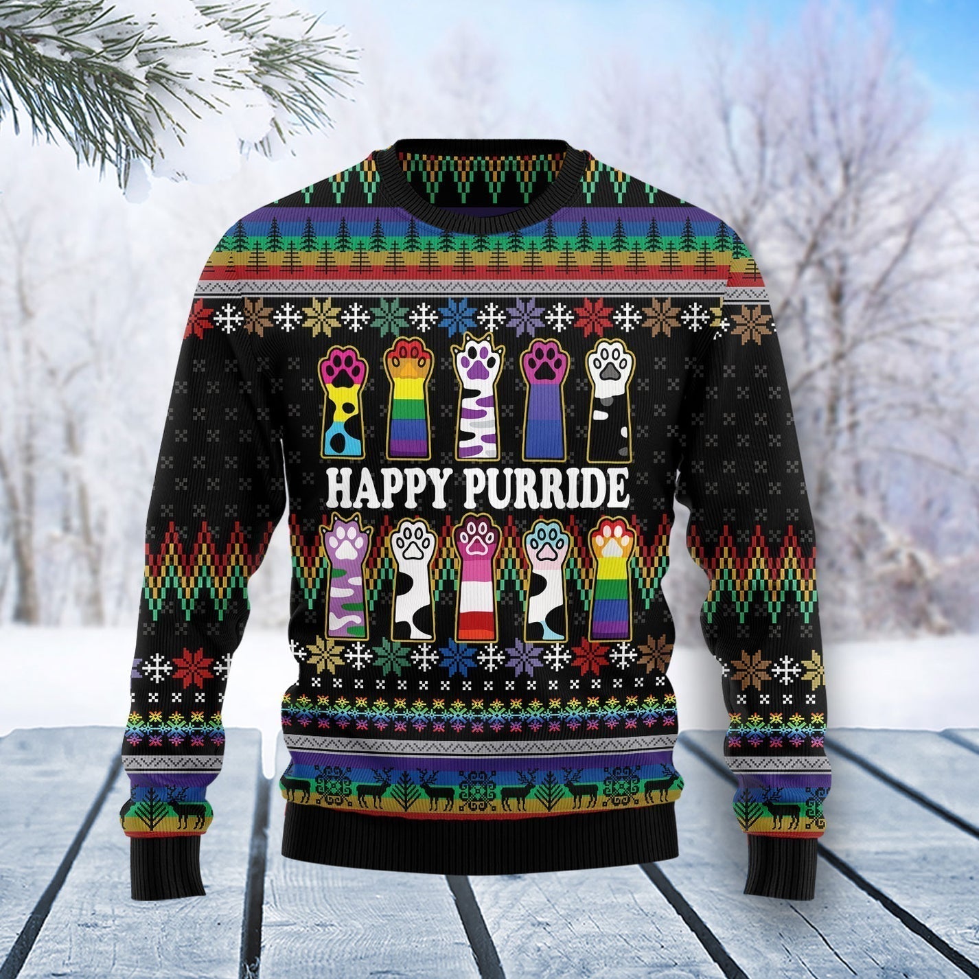 Cat LGBT Color Ugly Christmas Sweater For Men & Women Christmas Gift Sweater US3382 - WeCustomit