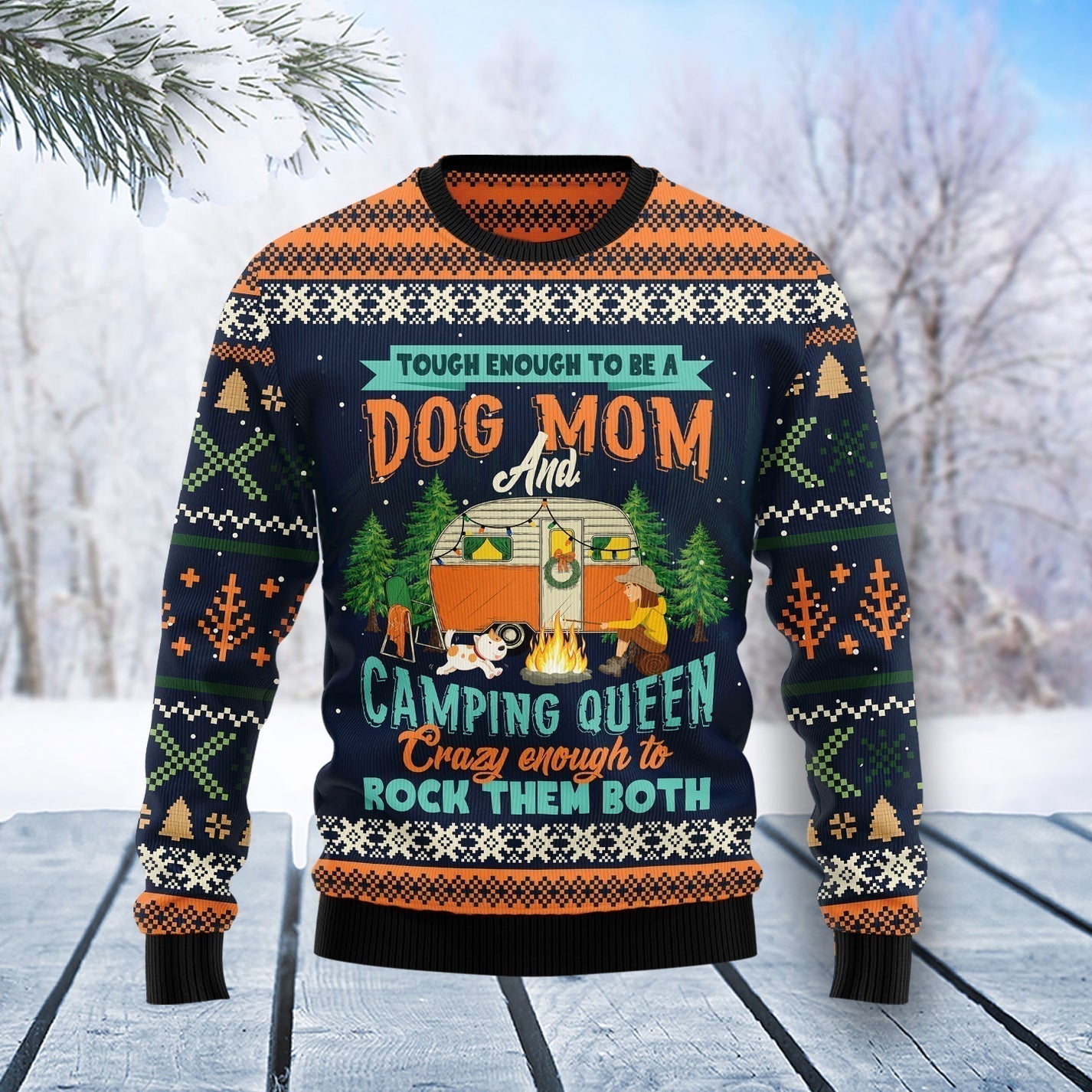 Dog Mom Camping Ugly Sweater For Men & Women Christmas Gift Sweater US2885 - WeCustomit