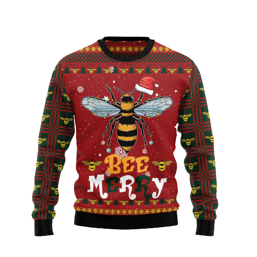 Bee Merry Ugly Christmas Sweater For Men & Women Christmas Gift Sweater US1503 - WeCustomit
