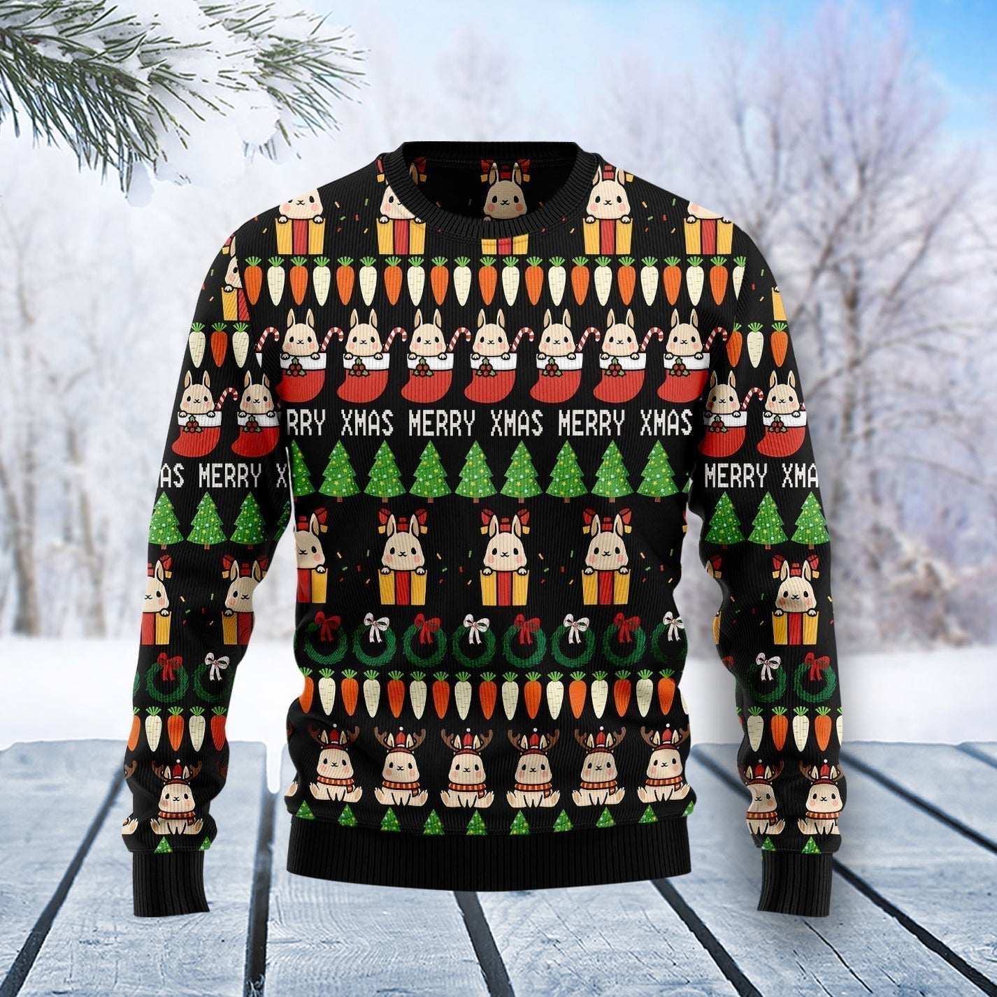 Rabbit Christmas Ugly Christmas Sweater For Men & Women Christmas Gift Sweater US3355 - WeCustomit