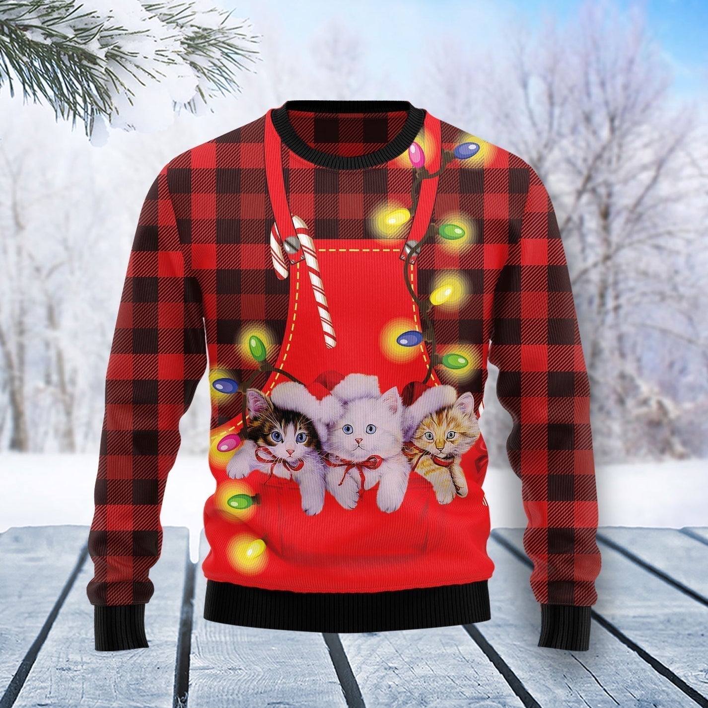 Cat Pocket Christmas Ugly Christmas Sweater For Men & Women Christmas Gift Sweater US3349 - WeCustomit