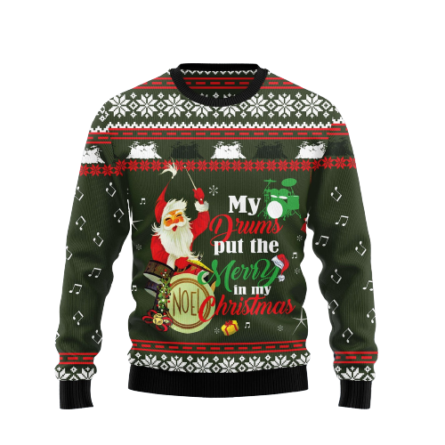 Santa And Drum Ugly Christmas Sweater For Men & Women Christmas Gift Sweater US1532 - WeCustomit