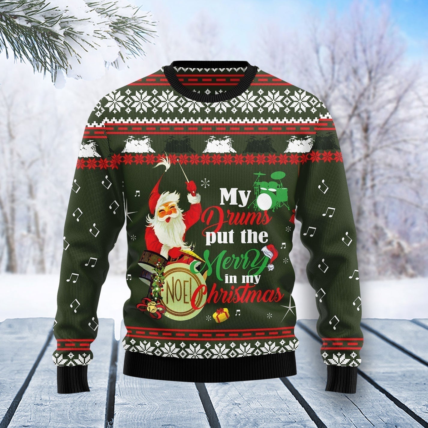 Santa And Drum Ugly Christmas Sweater For Men & Women Christmas Gift Sweater US1532 - WeCustomit