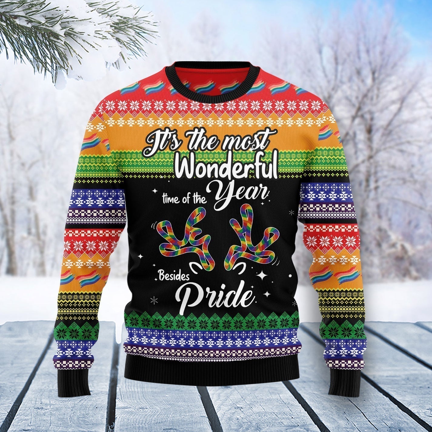 LGBT Beside Pride Ugly Christmas Sweater For Men & Women Christmas Gift Sweater US3398 - WeCustomit