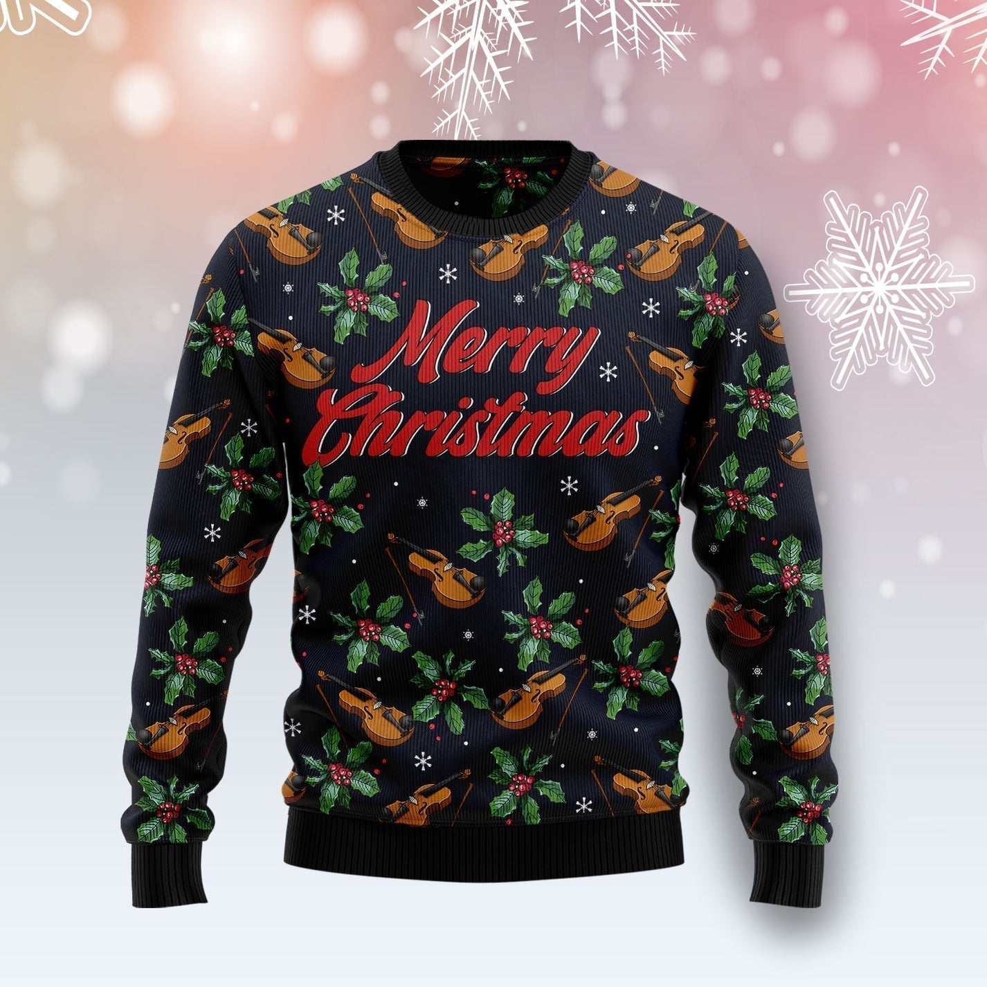 Violin Christmas Ugly Christmas Sweater For Men & Women Christmas Gift Sweater US1520 - WeCustomit