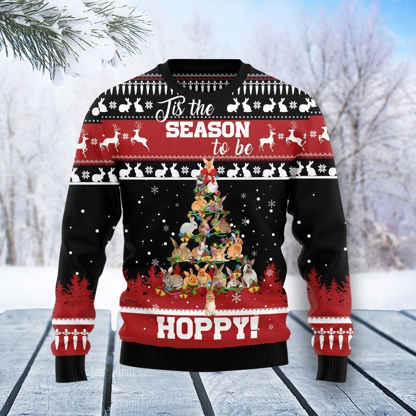 Rabbit Christmas Tree Ugly Christmas Sweater For Men & Women Christmas Gift Sweater US3343 - WeCustomit