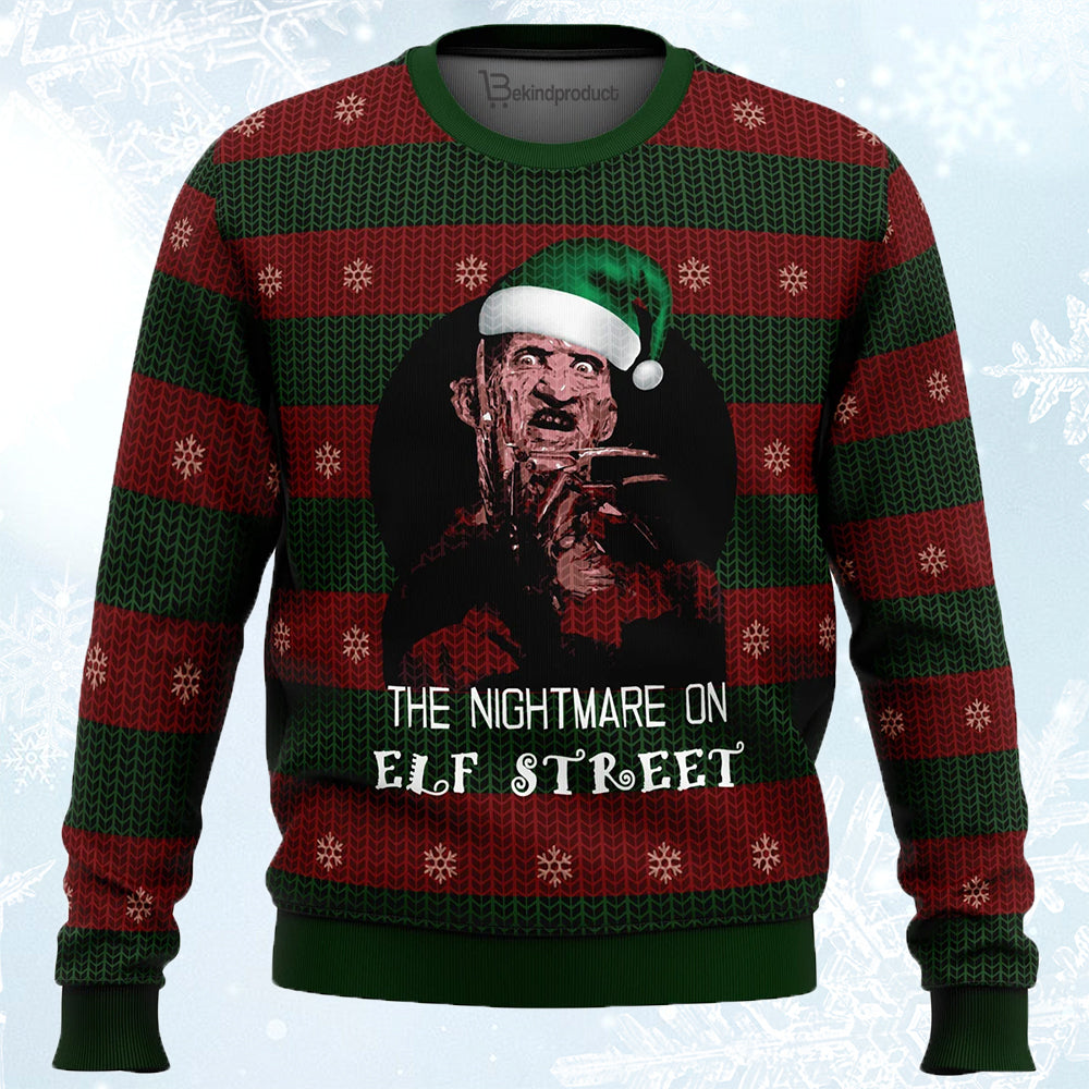 The Nightmare On Elf Street Freddy Krueger Ugly Christmas Sweater For Men & Women Christmas Gift Sweater BH524 - WeCustomit