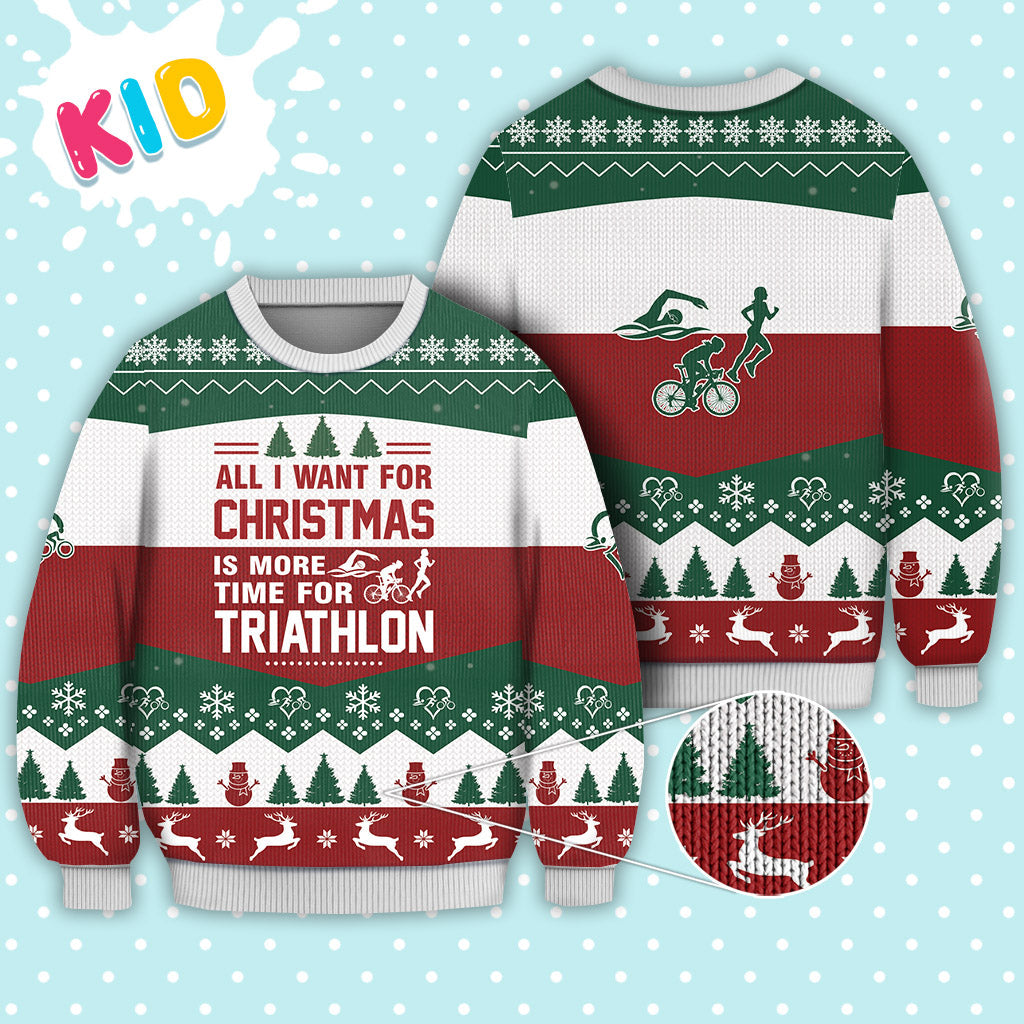 Triathlon All I Want For Christmas Sweater Christmas Knitted Print Sweatshirt - Best Gift For Christmas, Noel - Christmas Signature - WeCustomit