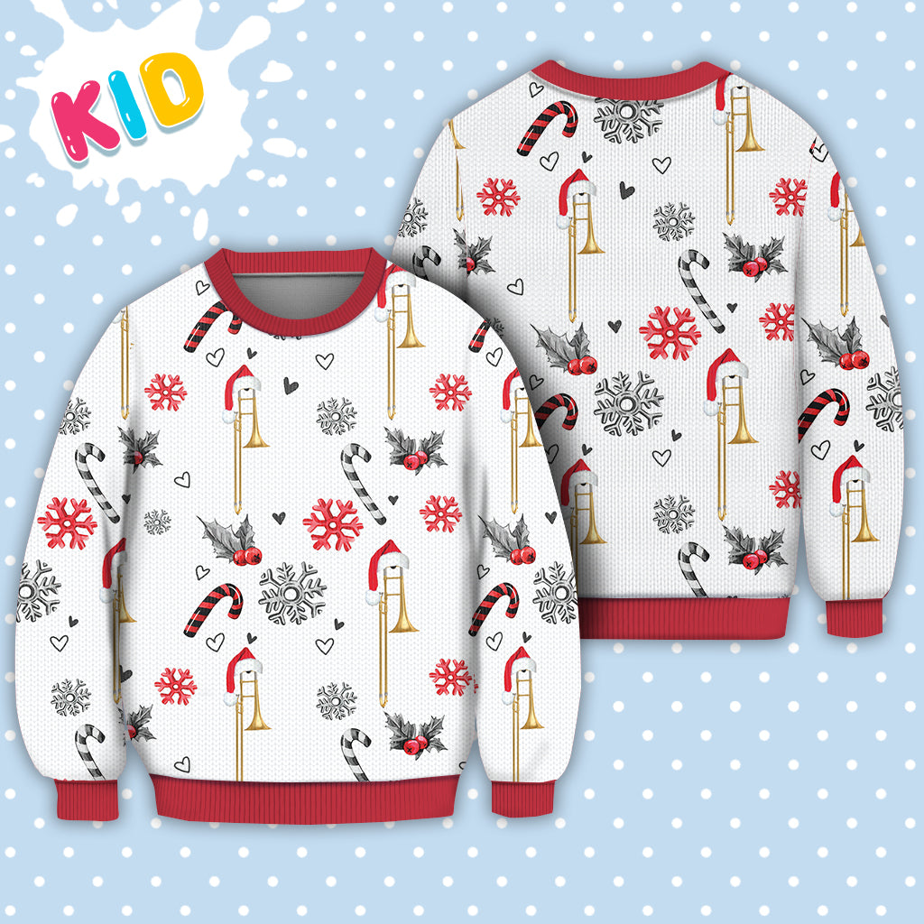 Trombone Christmas Pattern Sweater Christmas Knitted Print Sweatshirt - Best Gift For Christmas, Noel - WeCustomit