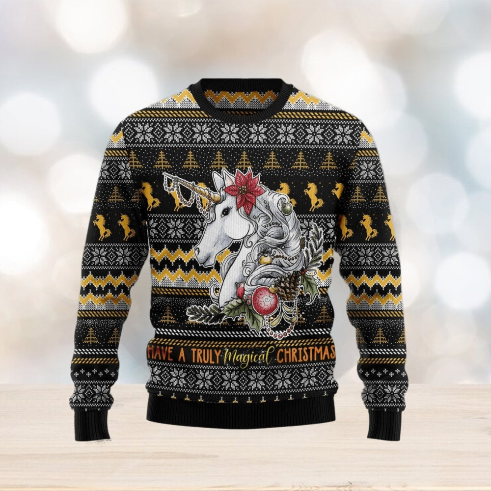 Truly Magical Christmas Unicorn Ugly Christmas Sweater For Men & Women Christmas Gift Sweater US3447 - WeCustomit