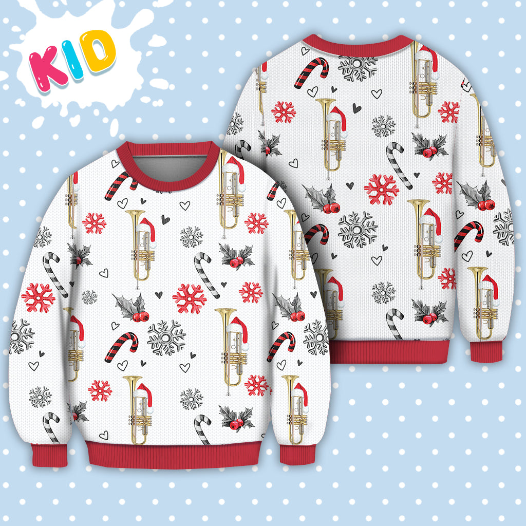Trumpet Christmas Pattern Sweater Christmas Knitted Print Sweatshirt - Best Gift For Christmas, Noel - WeCustomit