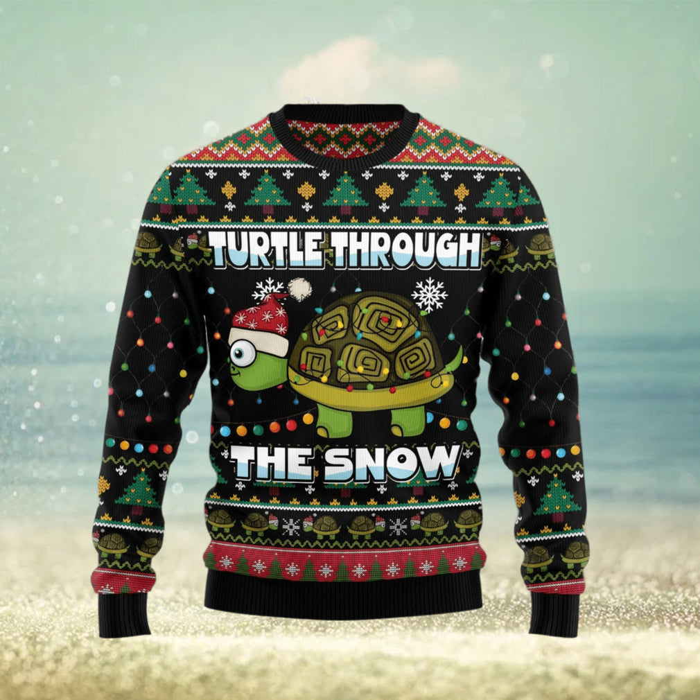 Turtle Through The Snow Ugly Christmas Sweater For Men & Women Christmas Gift Sweater US3451 - WeCustomit