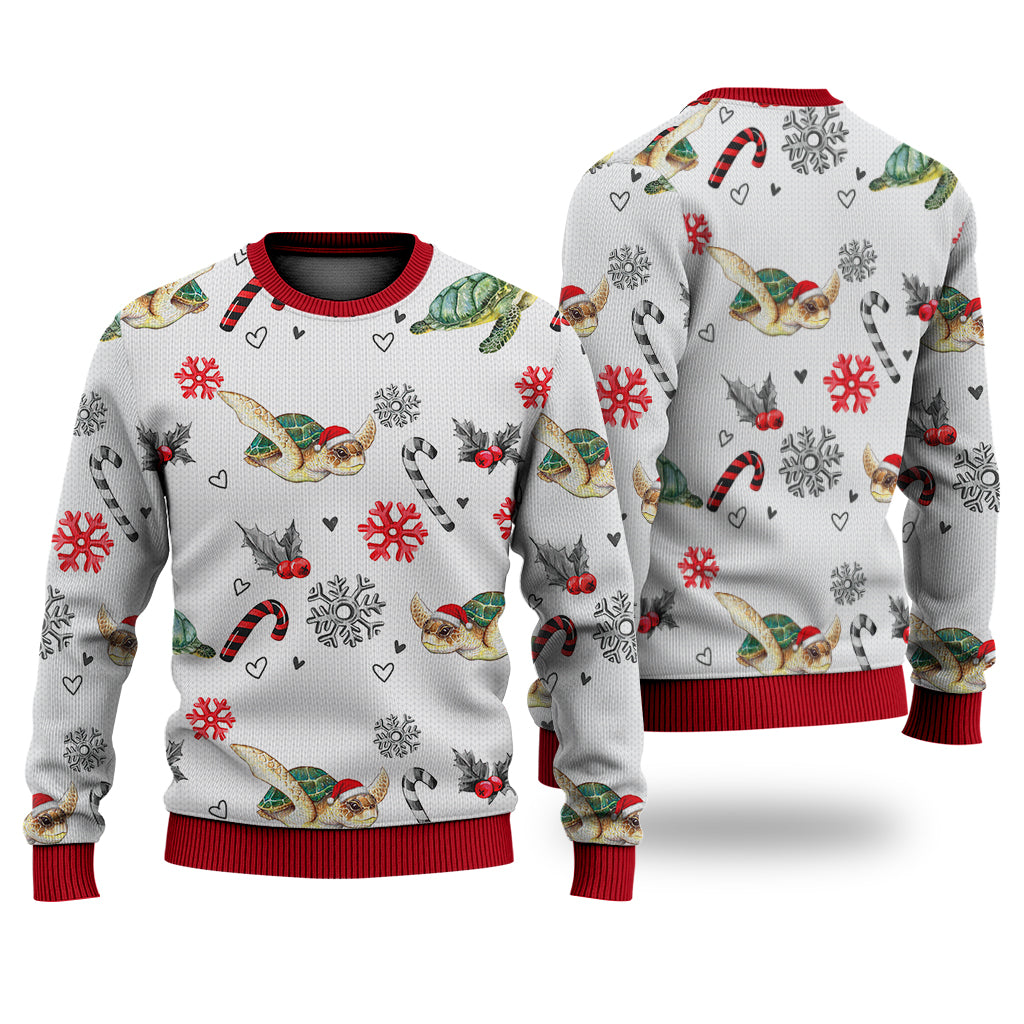 Turtle Christmas Pattern Sweater Christmas Knitted Print Sweatshirt - Best Gift For Christmas, Noel - WeCustomit