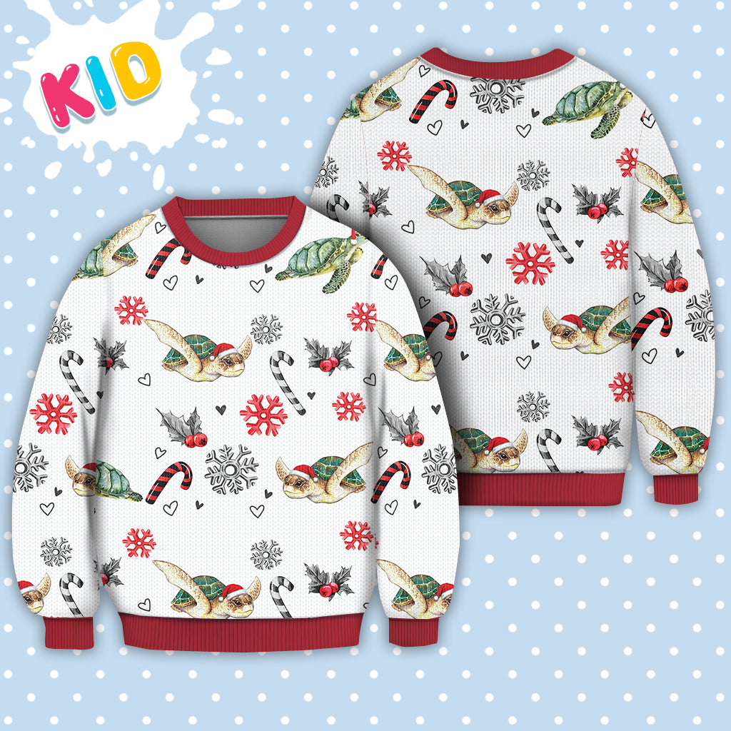 Turtle Christmas Pattern Sweater Christmas Knitted Print Sweatshirt - Best Gift For Christmas, Noel - WeCustomit