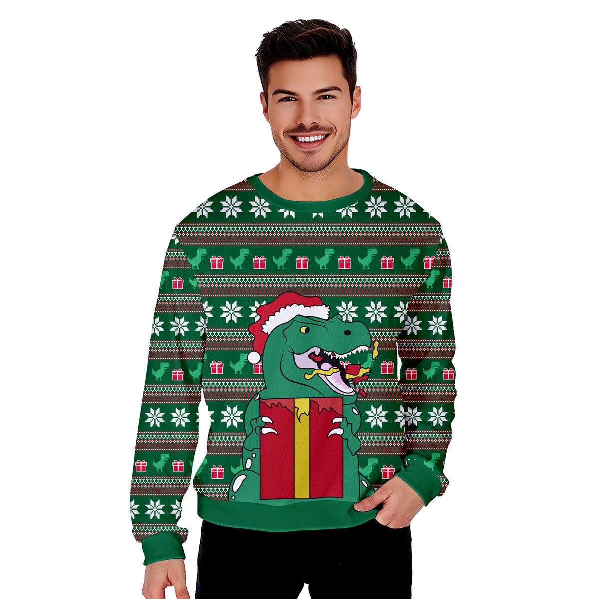 Dinasour Funny Ugly Christmas Sweater - WeCustomit