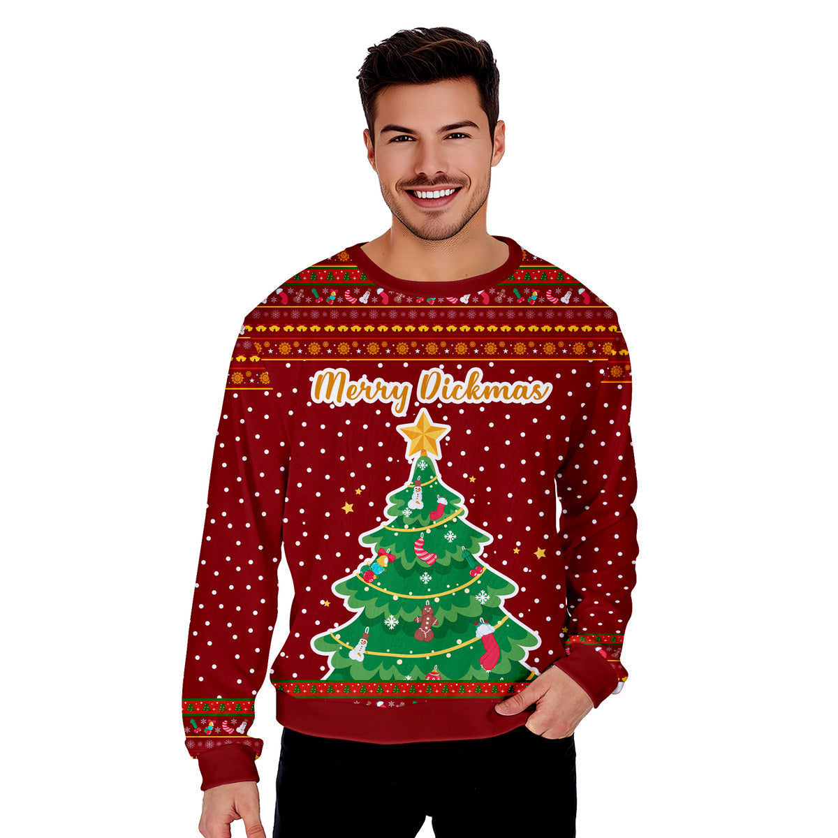 Merry Dickmass Tree Funny Ugly Christmas Sweater - WeCustomit