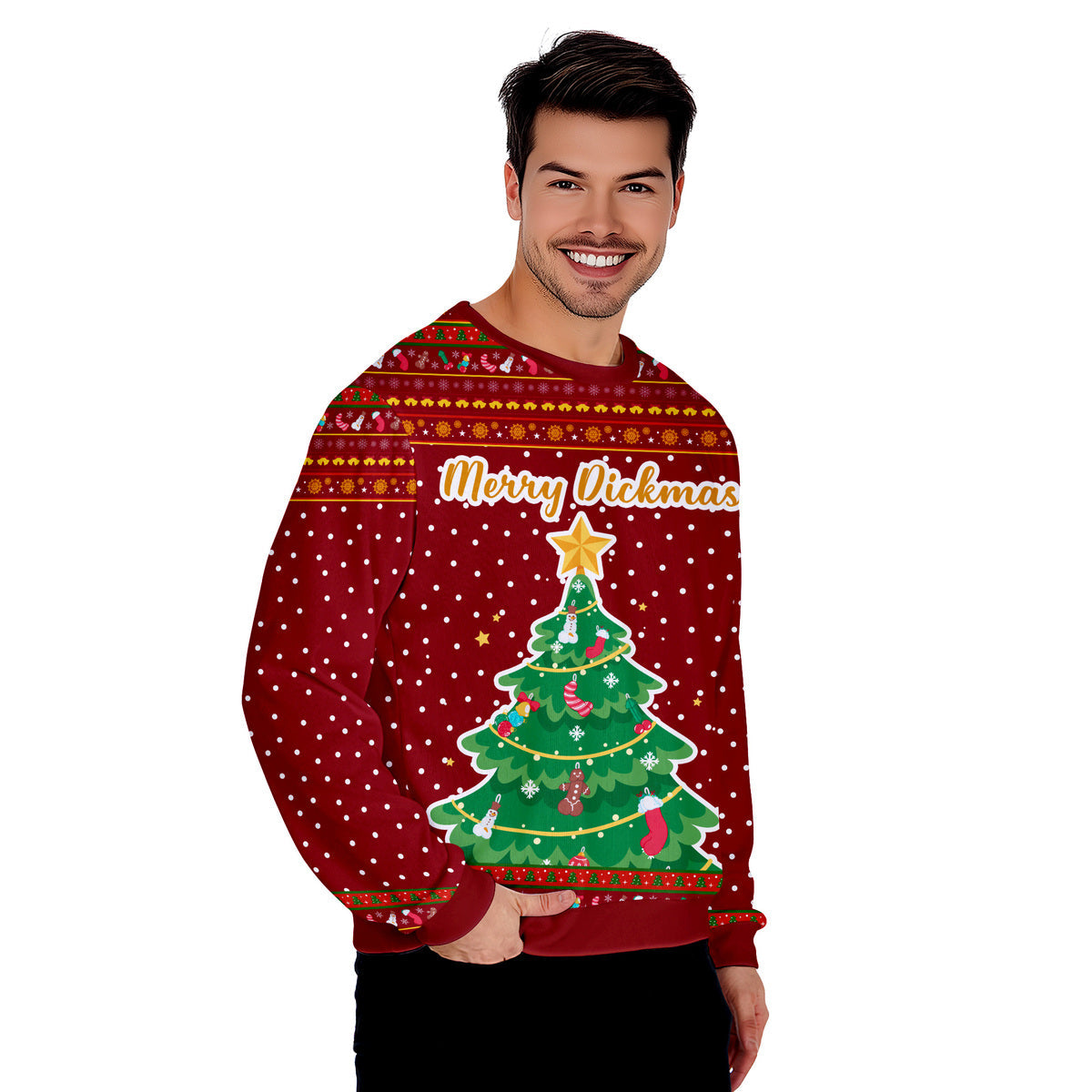 Merry Dickmass Tree Funny Ugly Christmas Sweater - WeCustomit